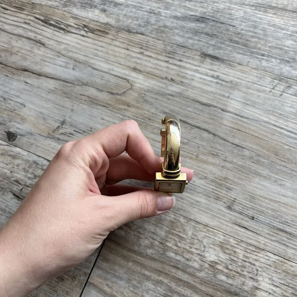 Gossip Vintage Watch Gold White Face Hinge Cuff Square Antique